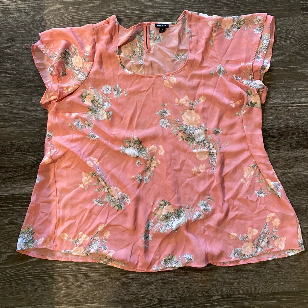 Torrid pink floral blouse
